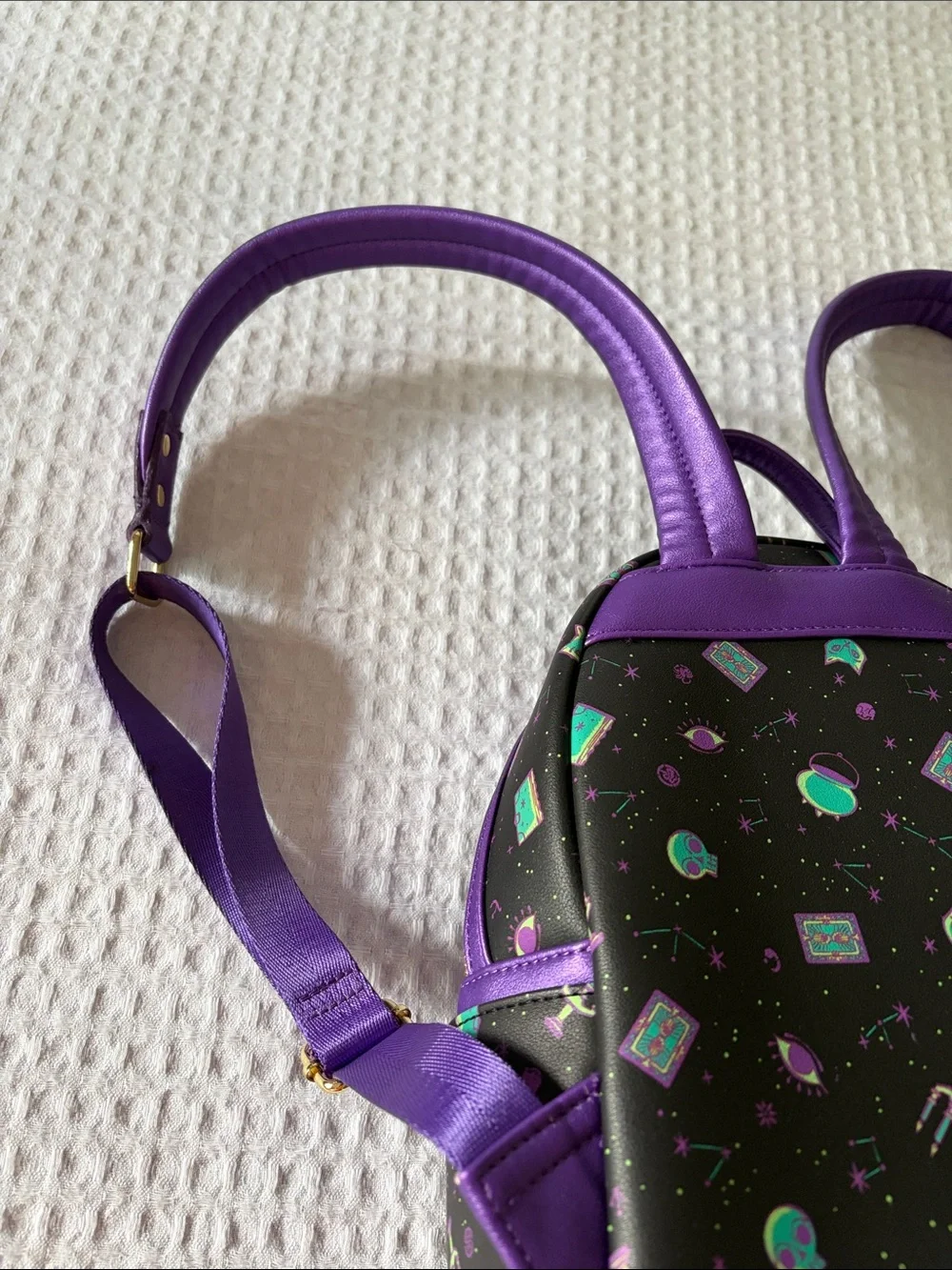 Disney Parks Loungefly Hocus-Pocus Mini Purple and Teal Space Print Backpack